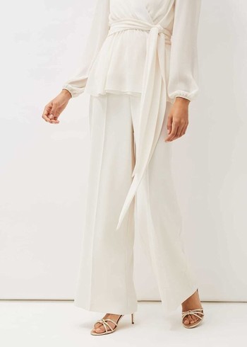 Phase Eight Florentine Wide Legs Trousers White USA | 6381079-OH